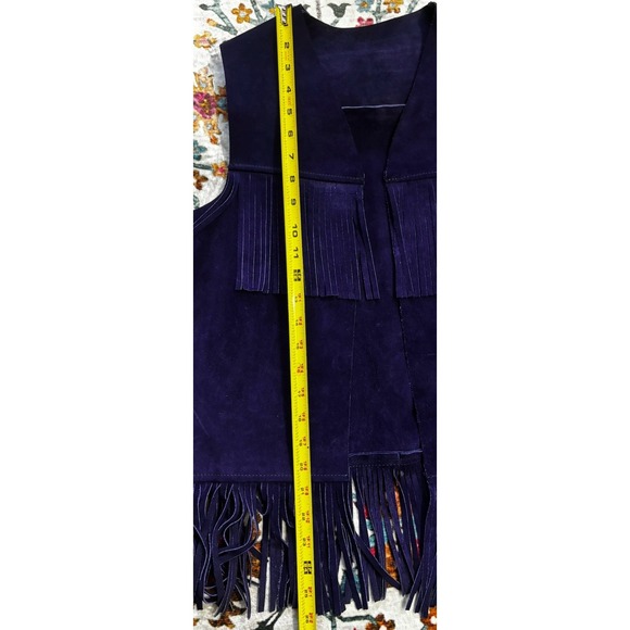 Vintage Purple Suede Fringe Vest Women Small  Western Boho Rodeo - Picture 6 of 11